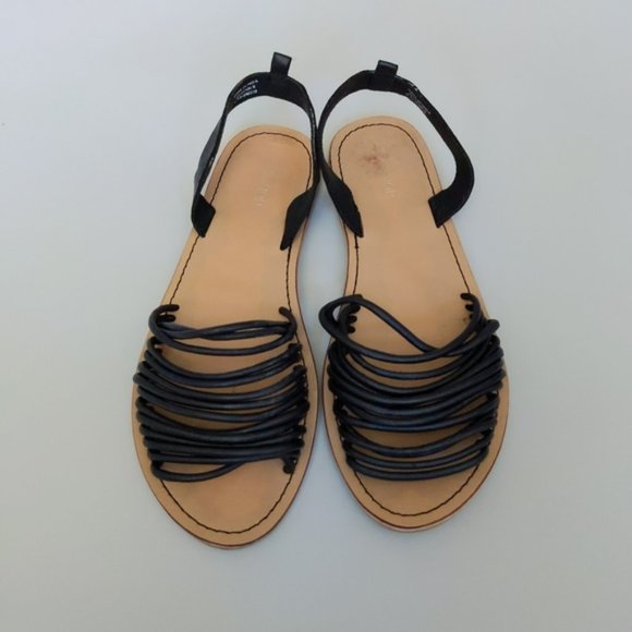 Topshop Black Strappy Sandals Size 9.5 / 40 - Picture 1 of 6
